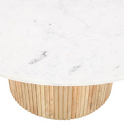 Mesa de centro redonda mármol blanco y madera de mango Clerk