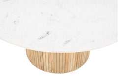 Mesa de centro redonda mármol blanco y madera de mango Clerk