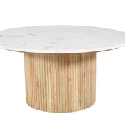 Mesa de centro redonda mármol blanco y madera de mango Clerk