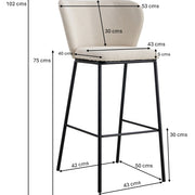 Taburete tapizado tela beige Libra H75cms