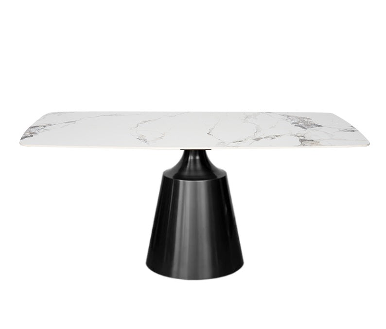 Mesa de comedor rectangular piedra sinterizada 180 base gris grafito Ania