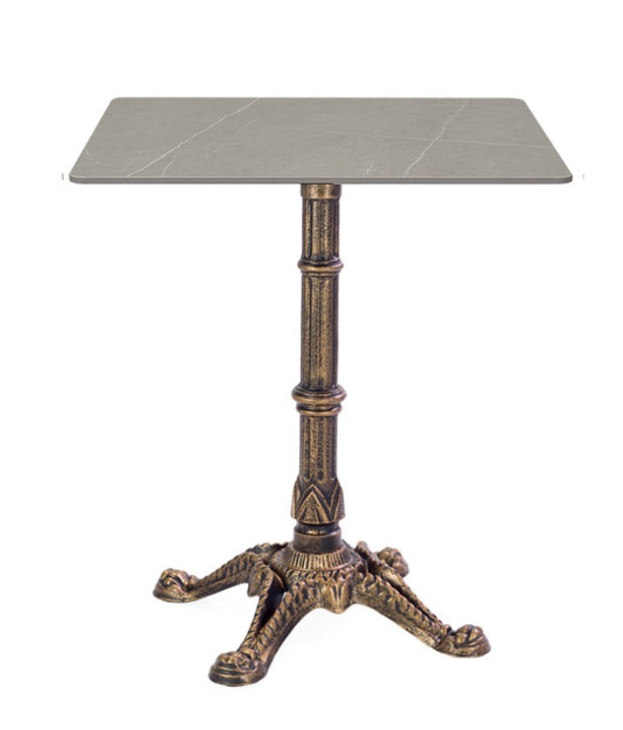 Mesa Hostelería Bronce baja tapa piedra cuadrado 70-80cm