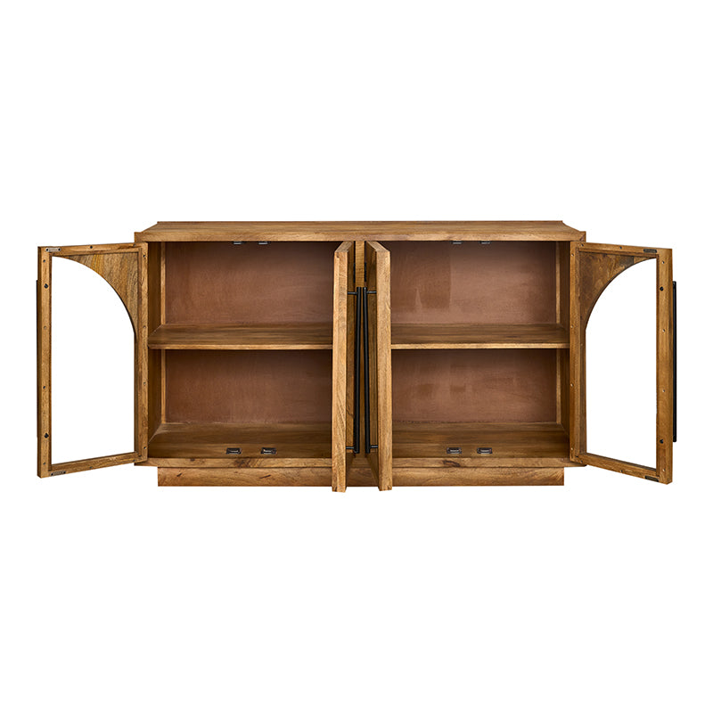 Aparador de madera de mango con puertas cristal Santa Ana Doble