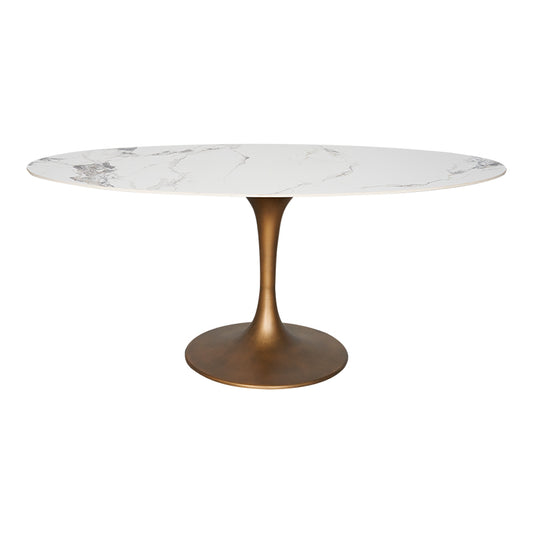 Mesa De Comedor Piedra Sinterizada Tulip Cobre Oval 160Ø