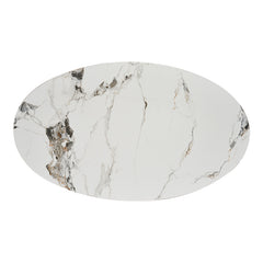 Mesa de comedor oval piedra sinterizada 160-180 base gris grafito Ania
