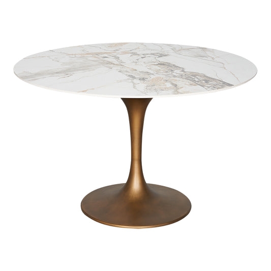 Mesa De Comedor Piedra Sinterizada Tulip Cobre 130Ø