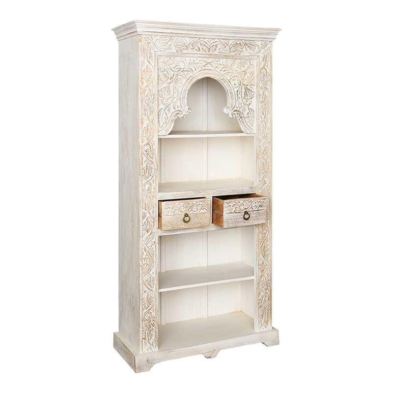 Estantería de madera de mango tallada Lissa