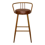 Taburete de bar acero envejecido y cuero Andrax