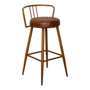 Taburete de bar acero envejecido y cuero Andrax