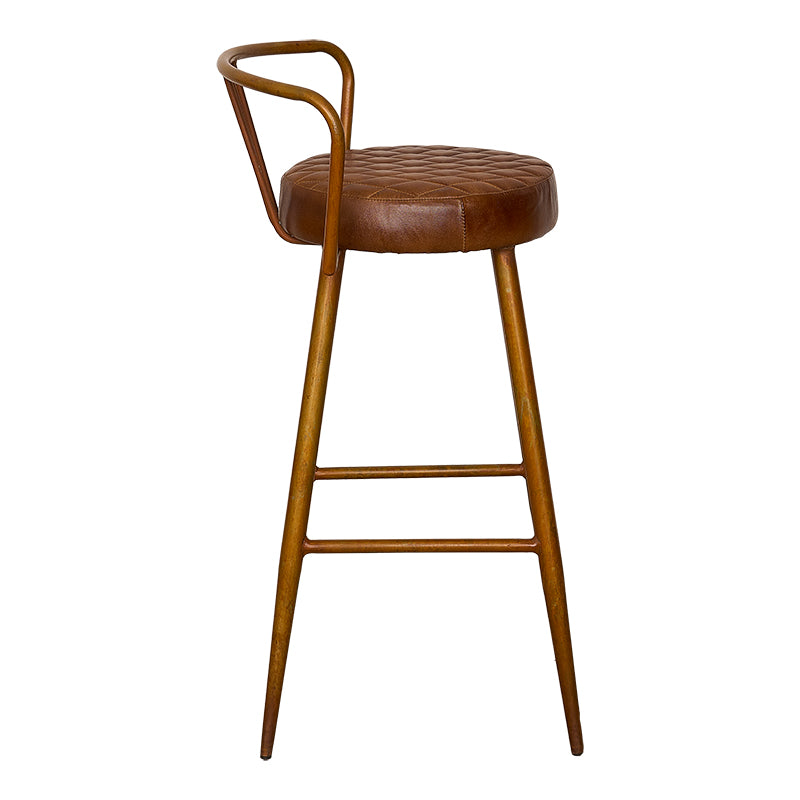 Taburete de bar acero envejecido y cuero Andrax