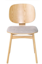 Silla de comedor de madera y tapizado Eden natural