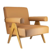 Sillón longue brazos Kitto madera y cuero ecológico