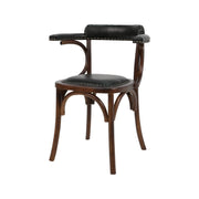 Silla de comedor vintage madera y semipiel Viena