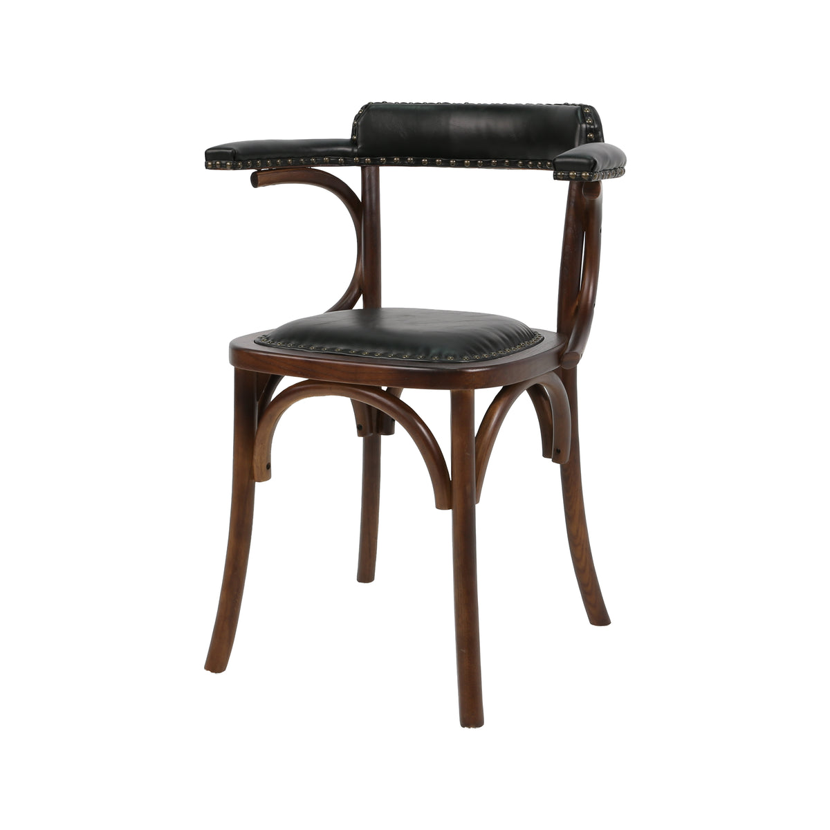 Silla de comedor vintage madera y semipiel Viena