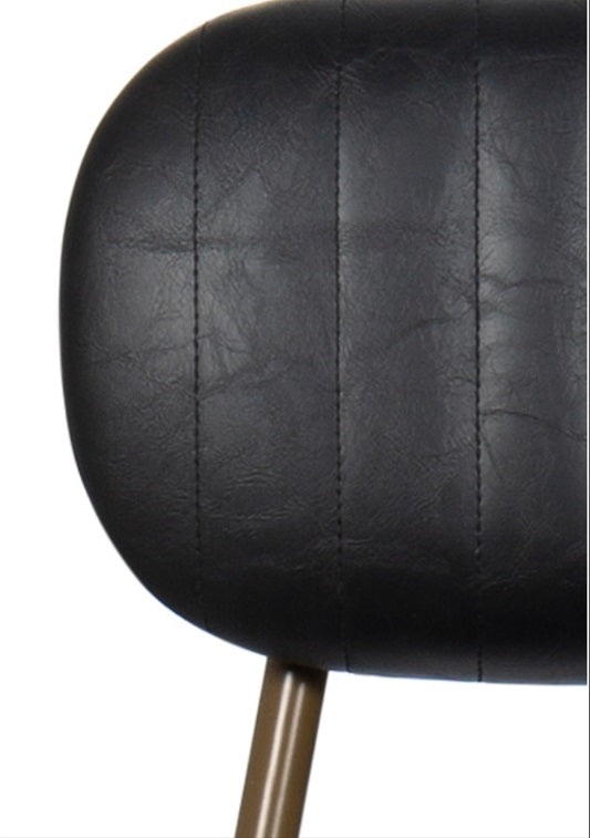 Taburete de bar vintage acero dorado y semi piel negro Atila H75