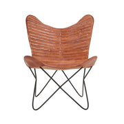 Chaise Butterfly en cuir et acier Oron