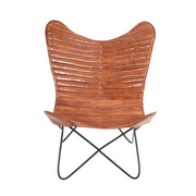 Chaise Butterfly en cuir et acier Oron