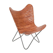 Chaise Butterfly en cuir et acier Oron
