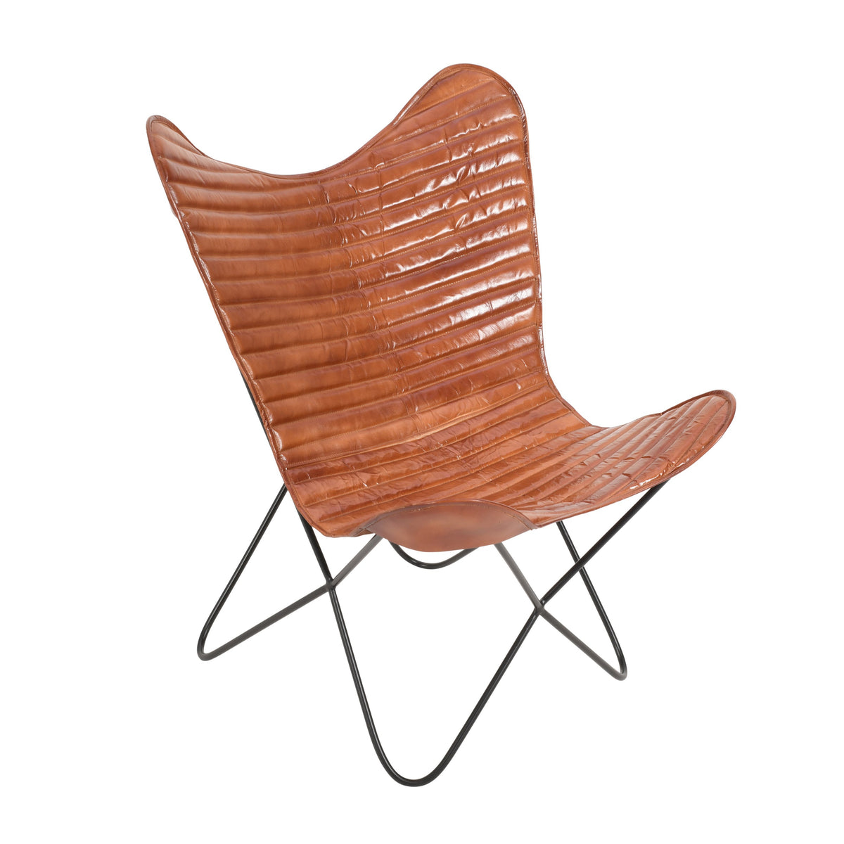 Chaise Butterfly en cuir et acier Oron
