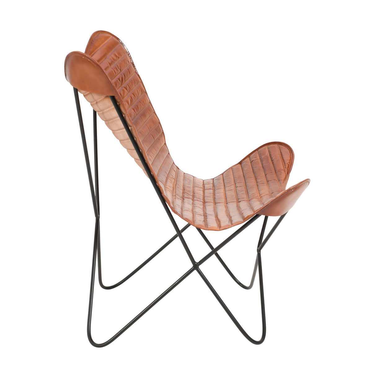 Chaise Butterfly en cuir et acier Oron