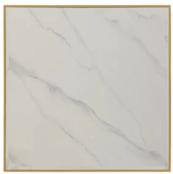 Mesa de bar cuadrada inox dorada piedra sinterizada 70-80cm borde dorada