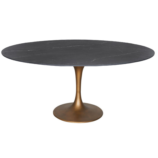 Mesa De Comedor Piedra Sinterizada Tulip Cobre Oval 160Ø