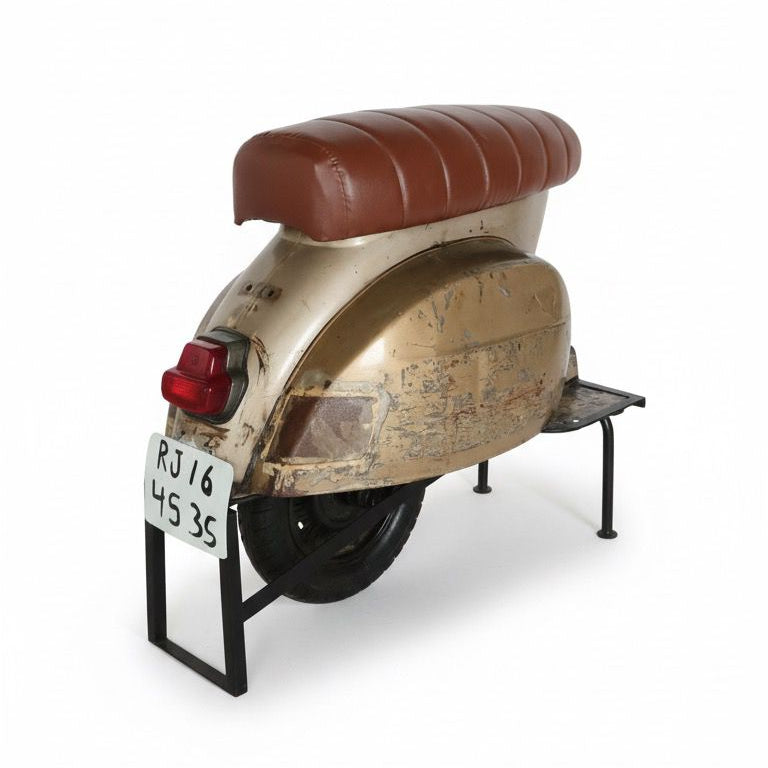 Taburete de bar scooter cuero marrón