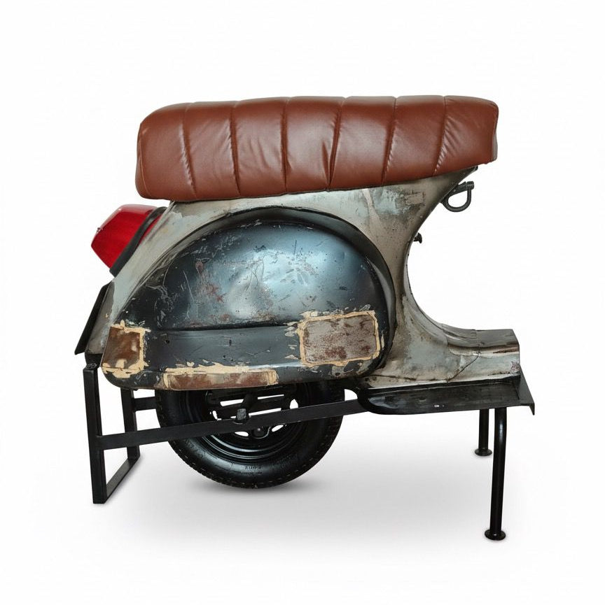 Taburete de bar scooter cuero marrón