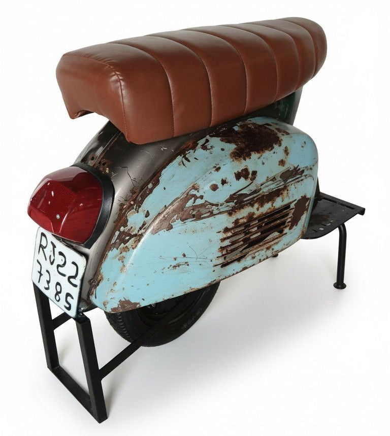 Taburete de bar scooter cuero marrón