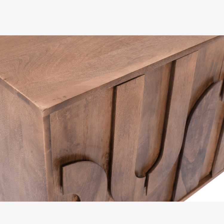 Aparador Tarek de madera de mango natural 180 cm con 3 puertas - Vintahome