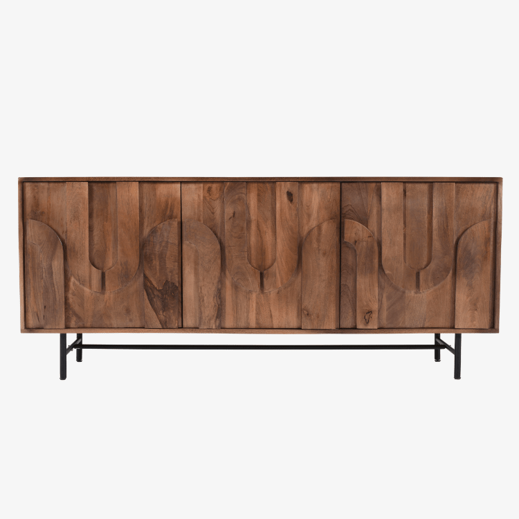 Aparador Tarek de madera de mango natural 180 cm con 3 puertas - Vintahome