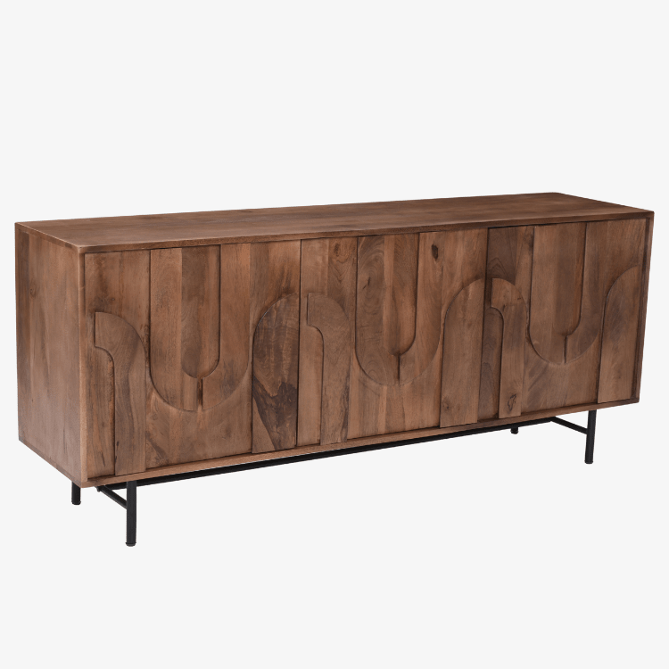 Aparador Tarek de madera de mango natural 180 cm con 3 puertas - Vintahome