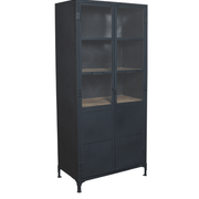 Armario vitrina industrial acero y madera Lenny negro - Vintahome