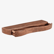Consola flotante Nuba de madera maciza de acacia con cajón curvo 90 × 25 × 8 cm - Vintahome