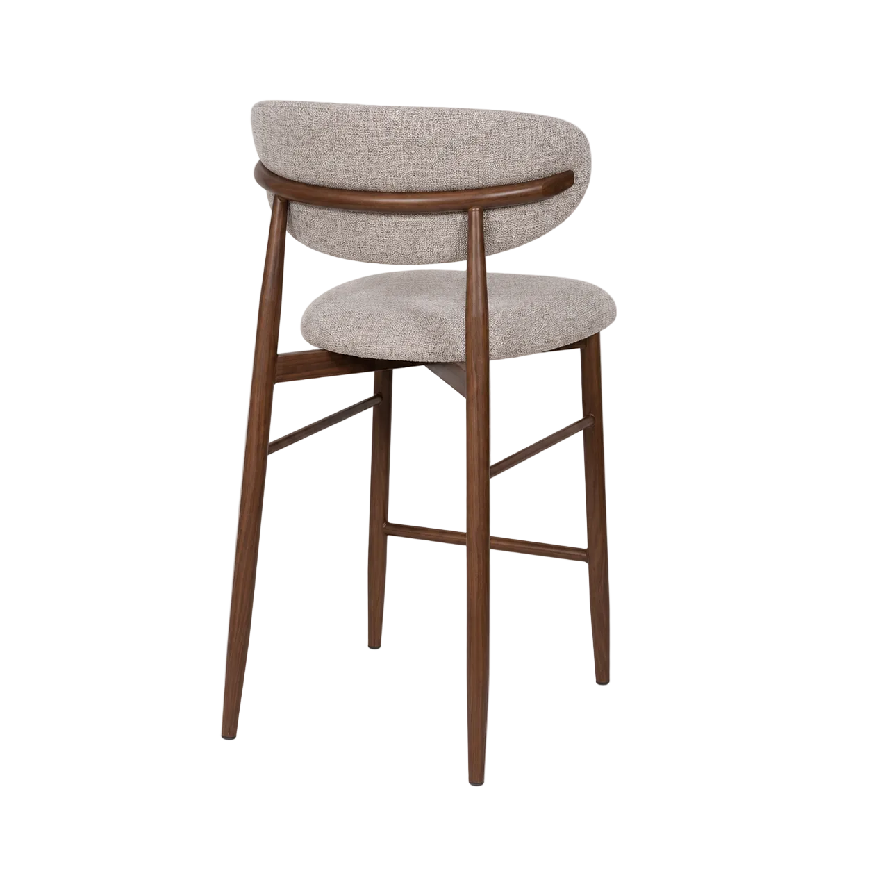 Taburete nórdico nogal tapizado beige Leisa 65cm