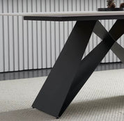 Mesa de comedor 200x100 piedra sinterizada y acero Maroon