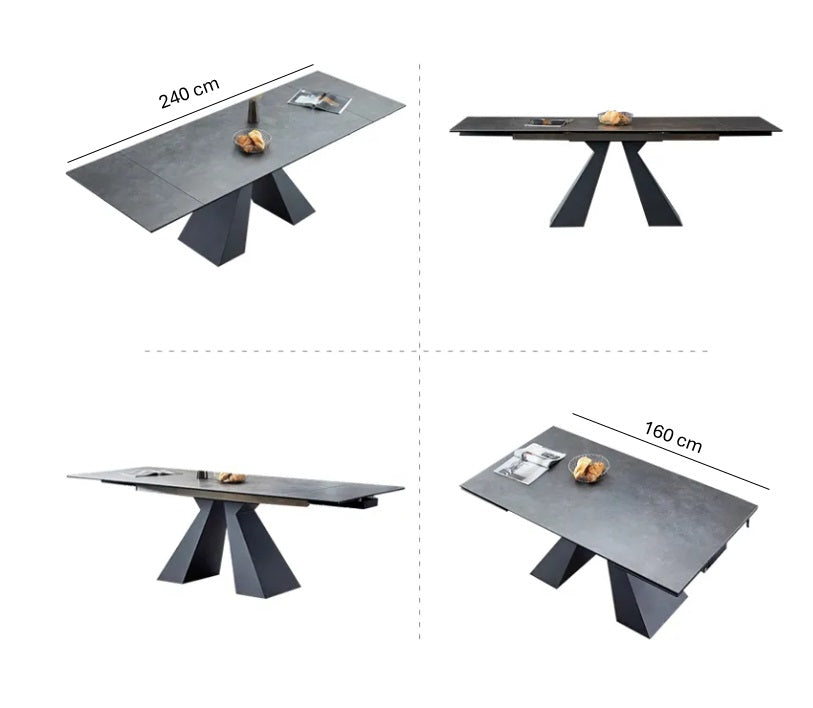 Mesa de comedor extensible 160/240 cm piedra sinterizada Laiza