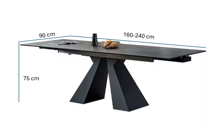 Mesa de comedor extensible 160/240 cm piedra sinterizada Laiza