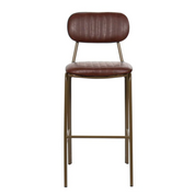 Taburete de bar vintage acero dorado y semi piel marrón Atila H75