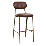 Taburete de bar vintage acero dorado y semi piel marrón Atila H75