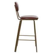 Taburete de bar vintage acero dorado y semi piel marrón Atila H75