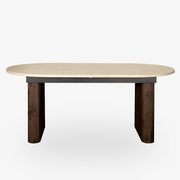 Mesa de comedor extensible ovalada Travertino-nogal 180-230 cms - Vintahome