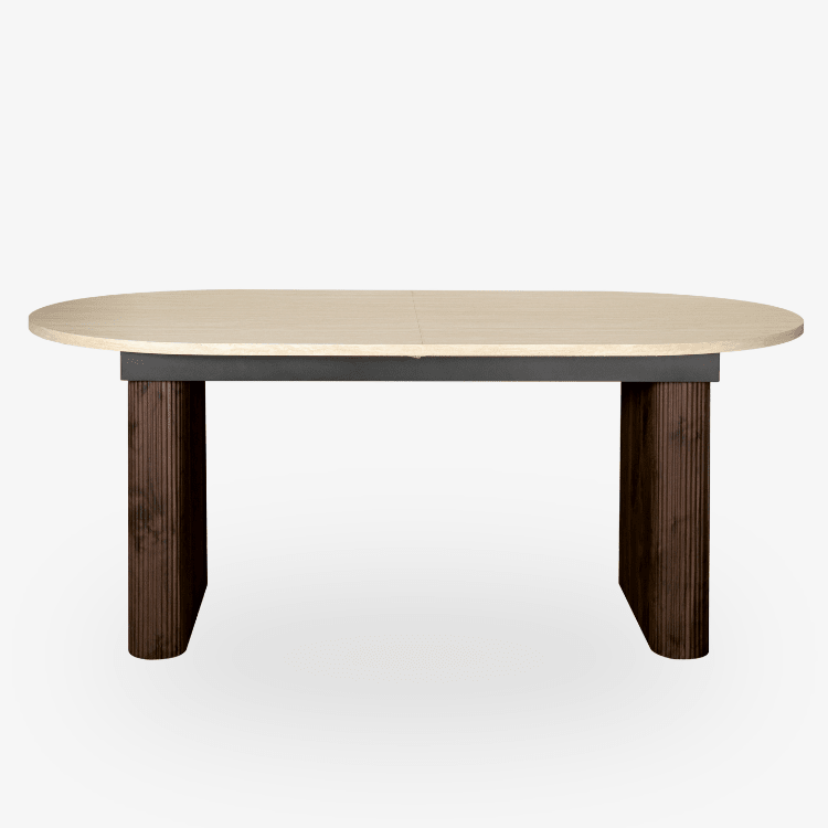 Mesa de comedor extensible ovalada Travertino-nogal 180-230 cms - Vintahome