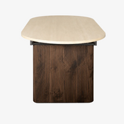 Mesa de comedor extensible ovalada Travertino-nogal 180-230 cms - Vintahome