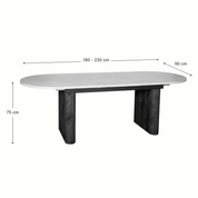 Mesa de comedor extensible ovalada Travertino-nogal 180-230 cms - Vintahome