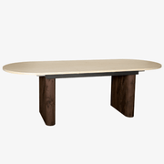 Mesa de comedor extensible ovalada Travertino-nogal 180-230 cms - Vintahome
