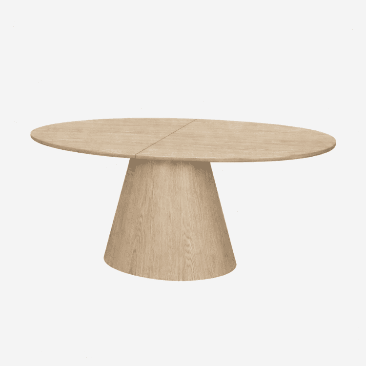 Mesa de comedor oval extensible de roble natural 160–200 cm EIRAN - Vintahome