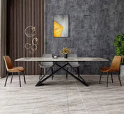 Mesa de comedor 200x100 piedra sinterizada y acero Maroon