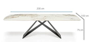 Mesa de comedor 200x100 piedra sinterizada y acero Maroon