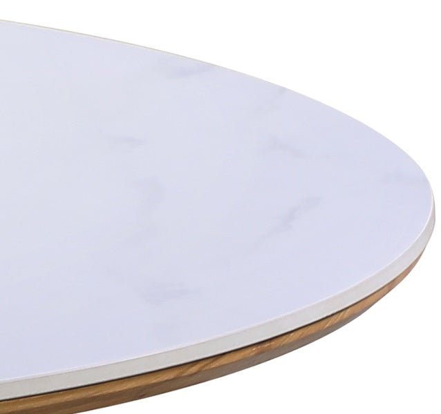 Mesa de comedor redonda Ø120 madera piedra sinterizada Zulema